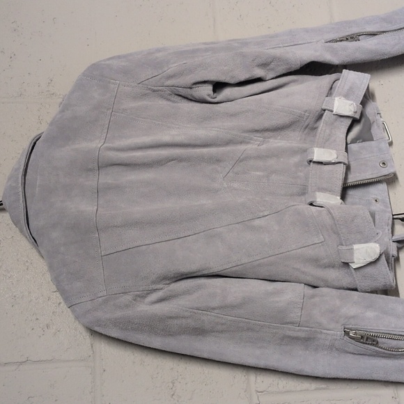 Blank NYC Cloud Grey Leather Moto Jacket Size Small NWT - Picture 9 of 9